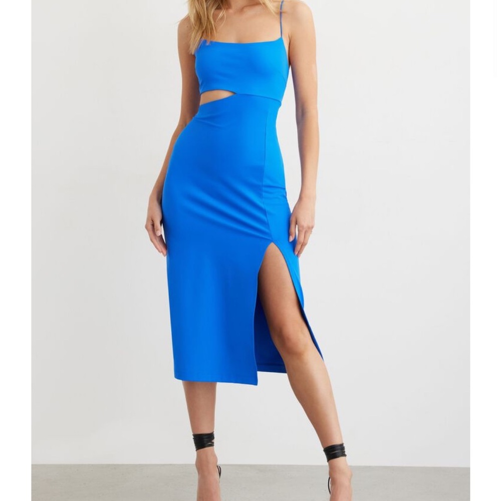 Dynamite Vibrant Blue Midi Dress with Slit
